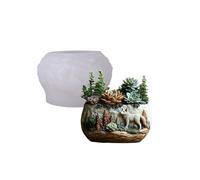 Ldabrye Moule en silicone pour résine, moule en silicone pour pot de fleurs en forme de loup adapté pour les créations en résine, bijoux, béton, ciment