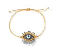 Ldabrye Multicouche empilable œil de verre élégant rehausseur de tenue pour tenue décontractée ou de fête, bracelet unisexe réglable, polyvalent, perles blanches, amitié, taille unique, Comme décrit