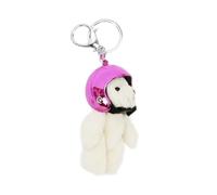 Ldabrye Porte-clés avec pendentif ours en forme d'ours à casque, élégant en polyester, convient pour sac à dos et clés, rose
