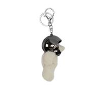 Ldabrye Porte-clés avec pendentif ours en forme d'ours à casque, élégant en polyester, convient pour sac à dos et clés, Noir