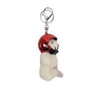 Ldabrye Porte-clés avec pendentif ours en forme d'ours à casque, élégant en polyester, convient pour sac à dos et clés, Rouge
