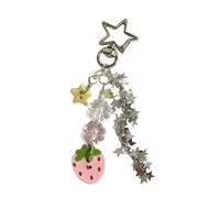 Ldabrye Porte-clés en alliage robuste pour décoration de sac Motif fraise et quatre trèfles, Porte-clés., Strawberry Stars