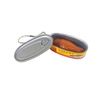 Ldabrye Porte-clés en forme de poisson en conserve avec couvercle ouvert et plan compressible pour faciliter la décoration du sac