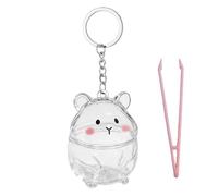 Ldabrye Porte-clés miniature en forme de poils d'animaux de compagnie - Boîte de présentation transparente - Porte-fourrures de hamster - Accessoires de conservation de la mémoire