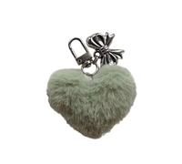 Ldabrye Porte-clés tendance en forme de cœur en peluche avec nœud papillon - Décoration de sac à dos - Bijoux de voiture - Pour femmes et filles, vert clair, taille unique