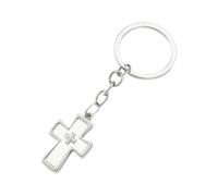 Ldabrye Porte-clés tendance inspiré de la dopamine - Design double crucifix - En alliage - Ornement de sac pour clés de voiture, blanc, taille unique