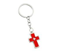 Ldabrye Porte-clés tendance inspiré de la dopamine - Design double crucifix - En alliage - Ornement de sac pour clés de voiture, Rouge, taille unique
