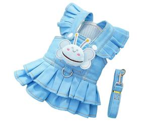 Ldabrye Robe harnais pour petits chiens - Design réglable - Tissu confortable - Jupe porte-jarretelles pour une utilisation confortable pour la promenade des animaux de compagnie