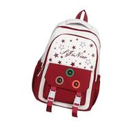 Ldabrye Sac à dos d'école, sac à dos de voyage esthétique, imprimé étoiles, style coréen, sacs de jour décontractés pour fille, imprimé étoiles, Rouge