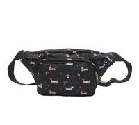 Ldabrye Sac à main pour femme avec motif teckel de dessin animé - Grande capacité - Sac à bandoulière décontracté - Ceinture de poitrine, Noir , 13 cm