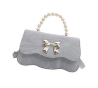 Ldabrye Sac à main pour femme en cuir synthétique avec nœuds mignons, sac à bandoulière avec perles et poignée en perles, sac à main avec sangle réglable, petite bandoulière, bleu, Taille unique