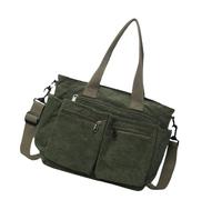 Ldabrye Sacs à main pour femme en velours côtelé, sac à main tendance, sac à bandoulière de grande capacité, sac à provisions style coréen, messagers, Vert, 36cm*27cm