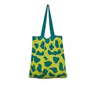 Ldabrye Sacs à main tricotés en crochet, sac fourre-tout, sac à bandoulière, rangement de livres, grande capacité, décontracté, mignon, sacs à provisions, boulettes, crochet, Vert, One Size