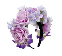 Ldabrye Serre-tête avec fleurs et roses - Style ethnique - Pour mariée - Été et printemps - Pour fête de mariage - Accessoires de cheveux pour femmes et filles