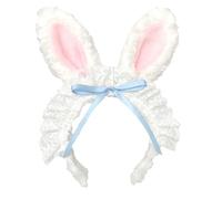 Ldabrye Serre-tête avec oreilles de lapin - Bandeau en dentelle - Déguisement de soubrette pour fille - Accessoire de coiffure pour femme et fille