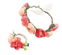 Ldabrye Serre-tête de mariée avec fleurs Bohème Couronne de fleurs pour mariage Accessoire de cheveux pour femmes et filles