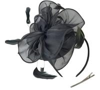 Ldabrye Serre-tête Derby pour femme - Serre-tête bibi à plumes en organza - Pour cocktail, fête - Accessoire de cheveux pour femmes et filles