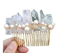 Ldabrye Serre-tête en cristal de quartz naturel pour cheveux en pierre brute et perles décoratives pour femmes et filles