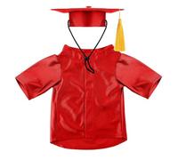Ldabrye Tenue de remise de diplôme rouge pour chiens et chats - Lavable - 3 tailles - Vêtements pour animaux domestiques - Accessoires de cérémonie de remise de diplôme