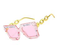 Ldabrye Vintage Props Lunettes de soleil surdimensionnées légères perles polarisées pour anniversaire fille nuances tendance mariage lunettes de soleil avec perles, D