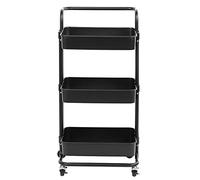 Ldafava Chariot de Rangement à 3 Niveaux Chariot de Rangement à Rangement Mobile Support de Support de Cuisine Organisateur de Salle de Bain Blanc Noir ABS ABS Acier Pipe 42X35X87CM (Noir)