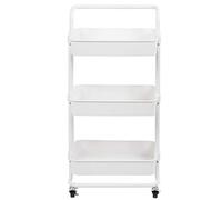 Ldafava Chariot de Rangement à 3 Niveaux Chariot de Rangement à Rangement Mobile Support de Support de Cuisine Organisateur de Salle de Bain Blanc Noir ABS ABS Acier Pipe 42X35X87CM (Blanc)