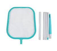 Ldafava Épuisette de Piscine Professionnelle Amovible, Bleu lac, Robuste, avec 5 tiges d'épissure, pour piscines et fontaines, Maille en Nylon Durable, Cadre en Plastique, 34,5 x 27,3 cm