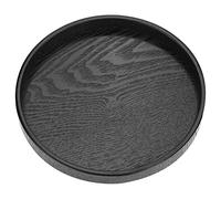 Ldafava Forme rond en bois massif thé à thé collation de collation de serf plaque plaque élégante conception moderne pour restauration usage de couleur noire plusieurs tailles disponibles (27 cm)
