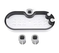 Ldafava Shampooing de rangement de savon réglable Organisateur de la pomme de douche Back Rack Rangement de salle de bain Plastique blanc noir 28x12x3 2cm pour les tiges de douche tuyaux