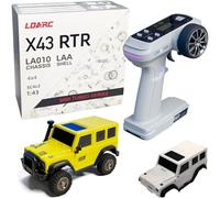 LDARC 1:43 Scale Mini RC Crawler RTR RC Rock Truck 4x4 2.4GHZ Hobby Grade Remote Control Car Model Vehicle RC Buggy, Comes with a DIY Replaceable Body Shell(X43-Jaune Citron)