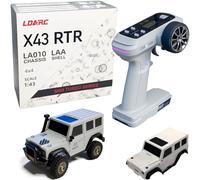 LDARC 1:43 Scale Mini RC Crawler RTR RC Rock Truck 4x4 2.4GHZ Hobby Grade Remote Control Car Model Vehicle RC Buggy, Comes with a DIY Replaceable Body Shell(X43-Gris)