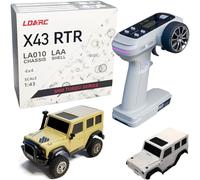 LDARC 1:43 Scale Mini RC Crawler RTR RC Rock Truck 4x4 2.4GHZ Hobby Grade Remote Control Car Model Vehicle RC Buggy, Comes with a DIY Replaceable Body Shell(X43-Jaune désert)