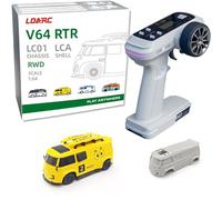 LDARC 1:64 Scale Mini RC Sports Car 2.4Ghz Ideal for Racing Enthusiasts, Racing Remote Contrl Car Model with RGB Lights Comes with DIY Interchangeable Body Case(V64-Jaune)