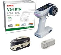 LDARC 1:64 Scale Mini RC Sports Car 2.4Ghz Ideal for Racing Enthusiasts, Racing Remote Contrl Car Model with RGB Lights Comes with DIY Interchangeable Body Case(V64-Gris)