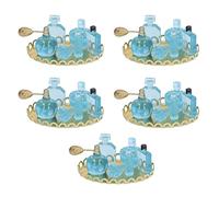 LDAUYZLING 1:12 1:6 modèle de parfum Miniature plateau doré bouteilles de parfum de maison de poupée pour la décoration de bricolage (Bleue)