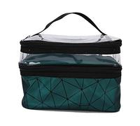 LDAUYZLING Étui cosmétique multifonctionnel Sac de maquillage portable à double couche Organisateur d'articles de toilette, vert, Casual