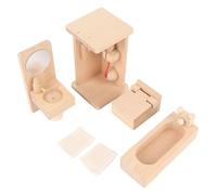 LDAUYZLING Mini jouet de salle de bain en bois - Baignoire - Lavabo - Toilette - Accessoires de meubles pour enfants - Cadeau