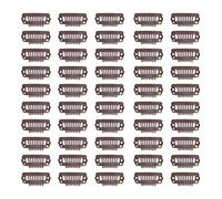 LDAUYZLING - peigne à pression à 8 dents, 50 pièces, Clips à pression en acier inoxydable avec poignées en caoutchouc pour extensions de cheveux, perruques (Brun moyen)