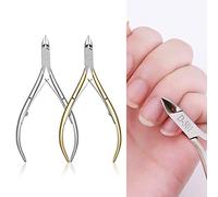 Ldawy Pince à ongles Coupe Cuticule Pince à Cuticules Pince d'Ongle Avec Lime D'Ongle Et Pousse Cuticule 2 pièces acier inoxydable pour éliminer les peaux mortes (argent + or)