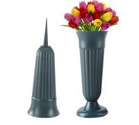 LdawyDE Lot de 2 vases funéraires en plastique - 21 x 10 cm - Pour fleurs humides et sèches