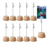 LdawyDE Porte Photo Sur Pied, 10 Pcs Porte-Mémo Porte-Clips Porte-Notes Photo Clip avec Pince Crocodile et Base en Bois pour Carte Photo Note Trombone pour Mariage Décoration Bureau Décoration Fête
