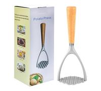 LdawyDE Presse Puree Manuel Ecrase Pomme de Terre en Alliage daluminium Presse Purée Broyeur de Pommes pour Fruits, Légumes, Aliments pour Bébés, Utilisation sans effort - Manche en chêne épais