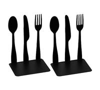 LdawyDE Serre Livre, 2 pièces Cale Livre, Serre Livre Original Couverts Styles, Noir Serre Livres Anti-Rayures Séparateurs de Livres décoratifs pour Cuisine École, Librairie et Bibliothèque…