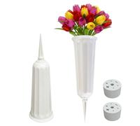 LdawyDE Vase Cimetiere 2 Pièces, 18 x 7.7 cm Petits Vases Funeraire pour Cimetière avec 7cm Piquet, Vase Enfichable à Vase Decoratif en Plastique pour Tombe