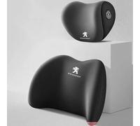 LDBKFD 2 Pièces D'appuie Tête Voiture pour Peugeot 3008 II GT 2017-2022, Coussins Nuque Coussin Travel Pillow Amovible Voiture Oreillers Cou,Black- 1*headrest + 1*Lumbar Support