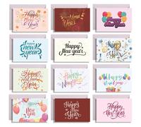 LDBKLGHJ Célébrez avec nos Cartes de Vœux du Nouvel An 2025 - Ensemble de 12 Cartes Décoratives Révélatrices des Célébrations du Nouvel An avec Enveloppes et Autocollants Inclus