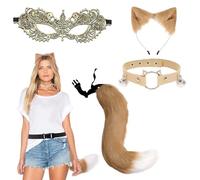 LDBKLGHJ Déguisement de Chat Noir - Costume de Catwoman pour Enfants et Adultes - Ensemble d'Accessoires de Costume de Chat Inclus Oreilles, Queue, Collier et Masque