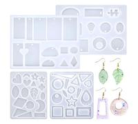 LDBKLGHJ Lot de 4 moules à bijoux en résine, moules à bijoux pour moulage de résine, moules en silicone pour résine époxy, moules à pendentifs pour cabochon de strass, boucles d'oreilles, colliers et