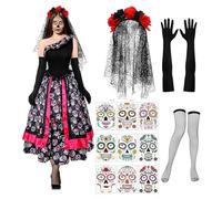 Ldbuejiaja Accessoires de costume 4 Day of the Deads Dias Des Los Muerto Voile Coiffe Halloween Déguisement Cosplay Sugar Skull Accessoires de costume