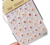 Ldbuejiaja Autocollants à ongles 5D Shell Glow Crystal Flower - Motif floral élégant - Facile à appliquer et à enlever - Pour femmes et filles - Autocollants uniques pour nail art, taille unique